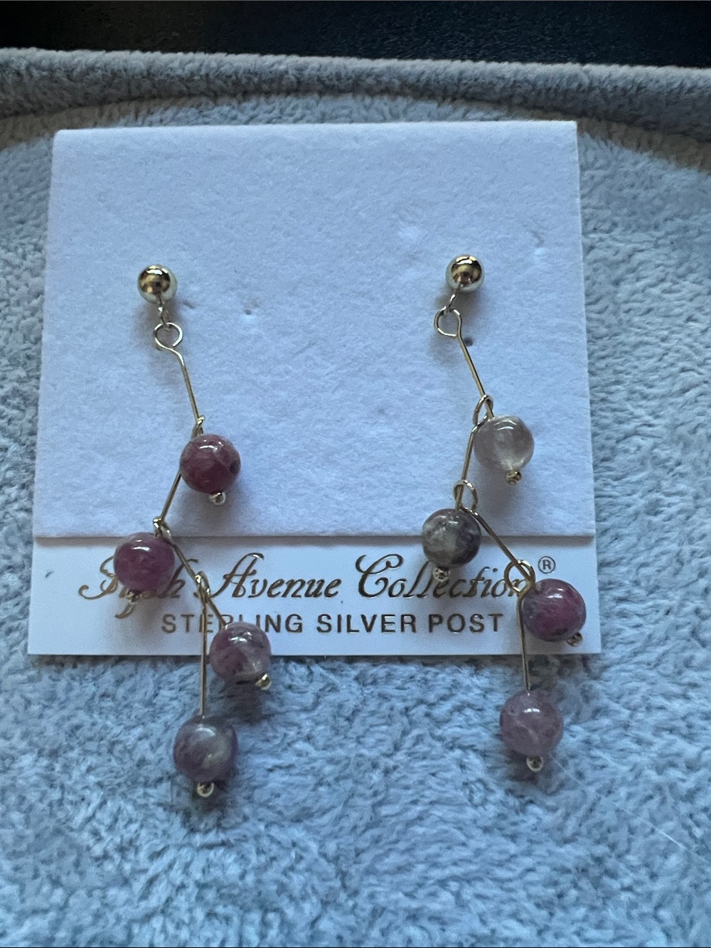 Genuine Tourmaline Drop Earrings - Gold Tone